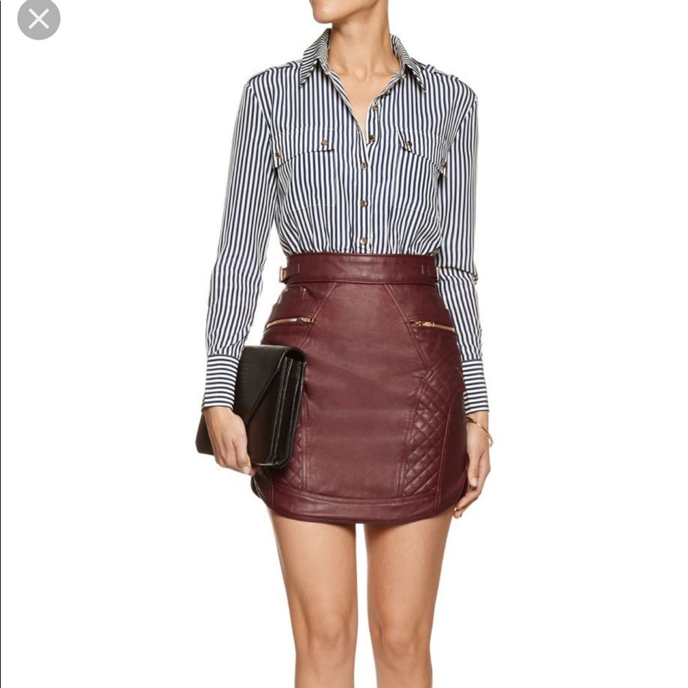 Self-Portrait stripes and faux leather mini dress